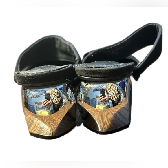 ASOS Women’s Black Suede Square Toe Mules Chrome Heel Shoes Size 8 (US) - Picture 4 of 7